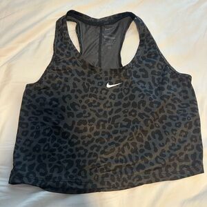 Nike Black and Gray Leopard Print Sports Bra